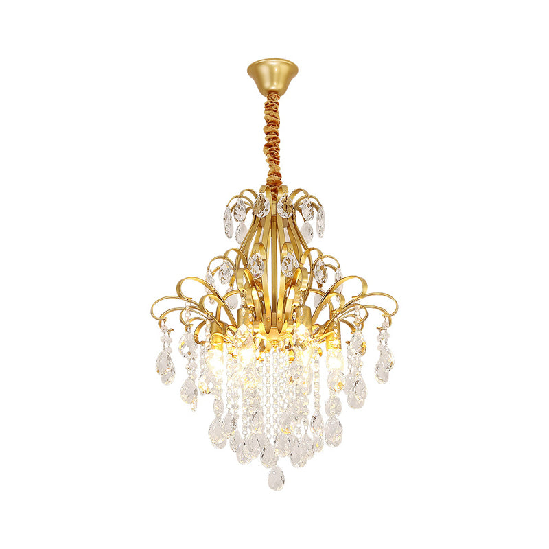 Metal Drop Pendant Branches Traditional Chandelier Lighting Fixture with Crystal Draping Clearhalo 'Ceiling Lights' 'Chandeliers' Lighting' options 2018486