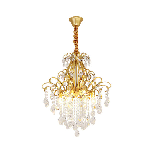 Metal Drop Pendant Branches Traditional Chandelier Lighting Fixture with Crystal Draping Clearhalo 'Ceiling Lights' 'Chandeliers' Lighting' options 2018486