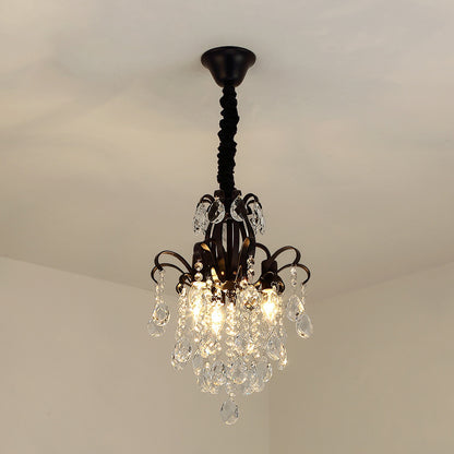 Metal Drop Pendant Branches Traditional Chandelier Lighting Fixture with Crystal Draping Black 12.5" Clearhalo 'Ceiling Lights' 'Chandeliers' Lighting' options 2018487_3c26a1d1-a04a-4e47-8fb7-d342d783218d