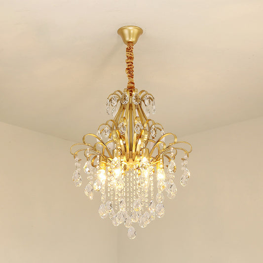 Metal Drop Pendant Branches Traditional Chandelier Lighting Fixture with Crystal Draping Clearhalo 'Ceiling Lights' 'Chandeliers' Lighting' options 2018491