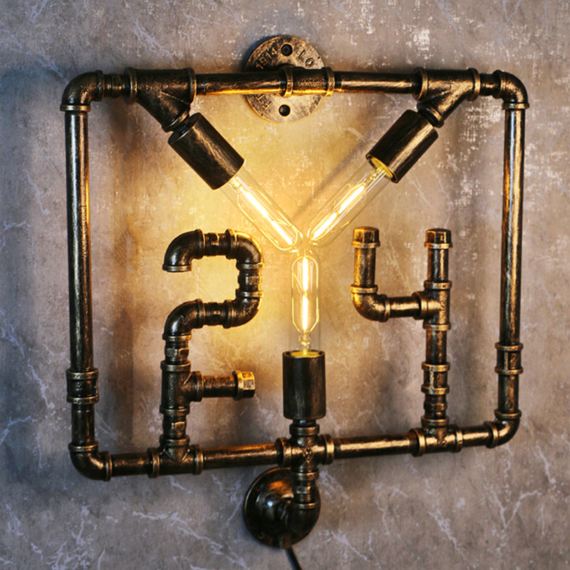 3 Bulbs Wall Mount Light Warehouse Square Frame Metal Wall Lighting Fixture Clearhalo 'Art deco wall lights' 'Cast Iron' 'Glass' 'Industrial wall lights' 'Industrial' 'Middle century wall lights' 'Modern' 'Rustic wall lights' 'Tiffany' 'Traditional wall lights' 'Wall Lamps & Sconces' 'Wall Lights' Lighting' 2018556