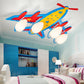 Kids Propeller Plane Flush Ceiling Light Wood Blue Ceiling Lamp for Living Room Baby Bedroom 4 Blue Clearhalo 'Ceiling Lights' 'Close To Ceiling Lights' 'Close to ceiling' 'Glass shade' 'Glass' Lighting' 201860