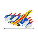 Contemporary Blue & Yellow Ceiling Light Fighter Plane 4 Lights Wood Flush Mount Light for Kid Room Clearhalo 'Ceiling Lights' 'Close To Ceiling Lights' 'Close to ceiling' 'Glass shade' 'Glass' Lighting' 201872