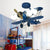 Modern Vivid Airplane Chandelier 4 Lights Metallic Suspension Light for Corridor Living Room Blue Clearhalo 'Ceiling Lights' 'Chandeliers' 'Glass shade' 'Glass' Lighting' 201920