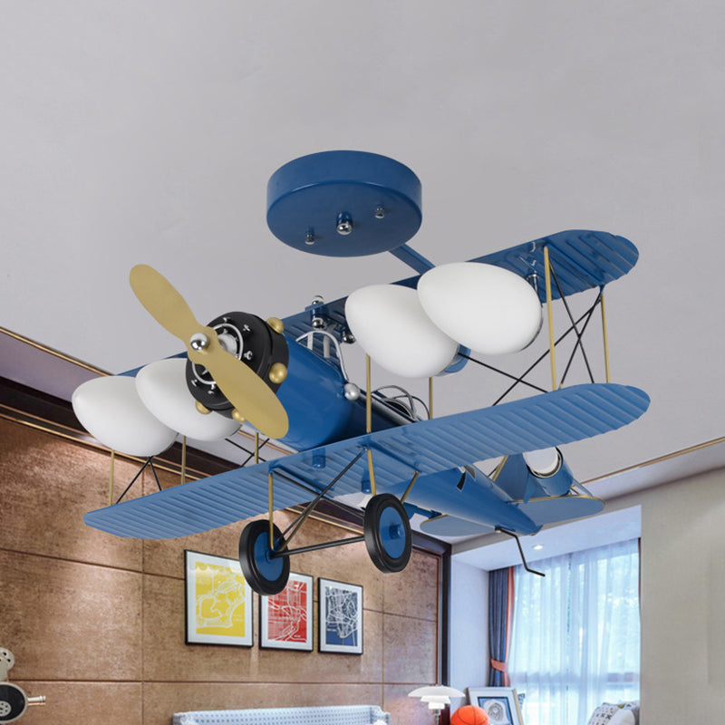 Modern Vivid Airplane Chandelier 4 Lights Metallic Suspension Light for Corridor Living Room Clearhalo 'Ceiling Lights' 'Chandeliers' 'Glass shade' 'Glass' Lighting' 201921