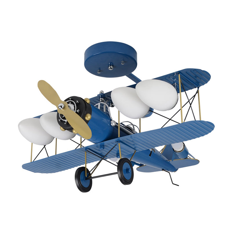 Modern Vivid Airplane Chandelier 4 Lights Metallic Suspension Light for Corridor Living Room Clearhalo 'Ceiling Lights' 'Chandeliers' 'Glass shade' 'Glass' Lighting' 201922