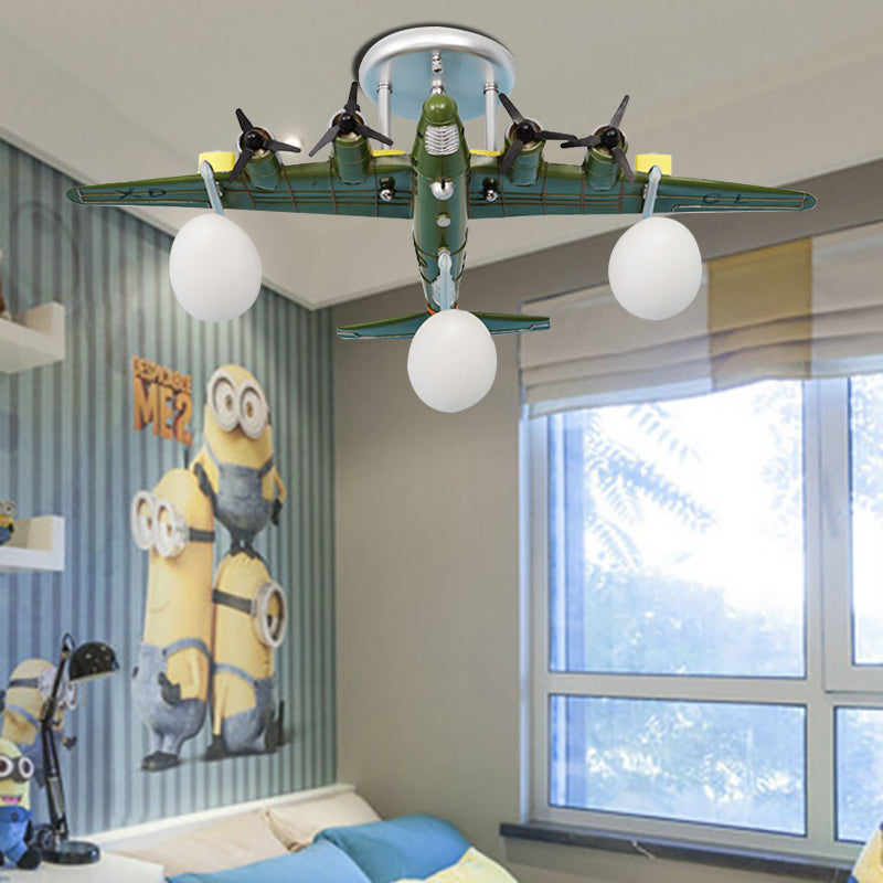 Modern Combat Aeroplane Chandelier Metal Olive Green Pendant Lighting for Theme Park Clearhalo 'Ceiling Lights' 'Chandeliers' 'Glass shade' 'Glass' Lighting' 201925