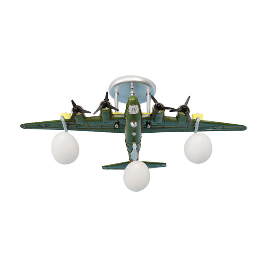 Modern Combat Aeroplane Chandelier Metal Olive Green Pendant Lighting for Theme Park Clearhalo 'Ceiling Lights' 'Chandeliers' 'Glass shade' 'Glass' Lighting' 201926