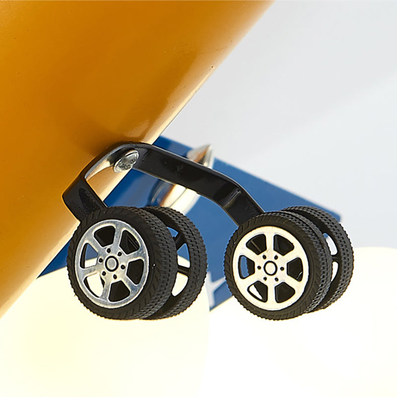 Cartoon Yellow & Blue Hanging Lamp Airplane 4 Lights Metallic Chandelier for Child Bedroom Clearhalo 'Ceiling Lights' 'Chandeliers' Lighting' options 201947