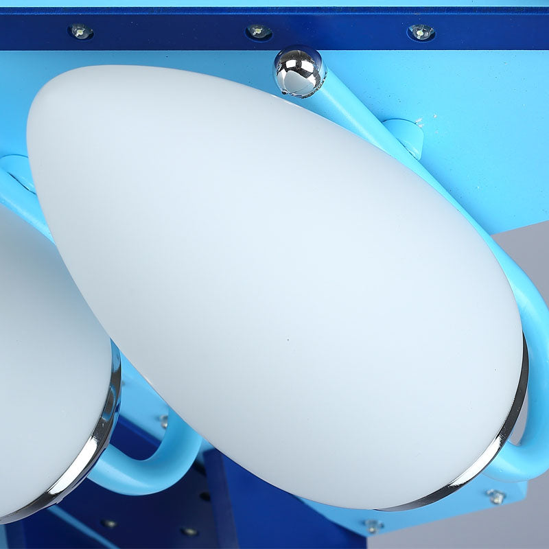 Kindergarten Combat Aircraft Chandelier Wood 4 Lights Contemporary Sky Blue Ceiling Lamp Clearhalo 'Ceiling Lights' 'Chandeliers' Lighting' options 201970