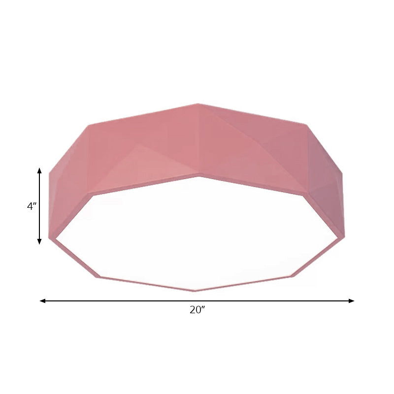16"/20" Dia Pink/Yellow/Blue/Green Hexagon Ceiling Light Macaron Acrylic LED Flush Mount Light in Third Gear/Warm/White Light for Girls Bedroom Clearhalo 'Ceiling Lights' 'Close To Ceiling Lights' 'Close to ceiling' 'Flush mount' Lighting' 202097