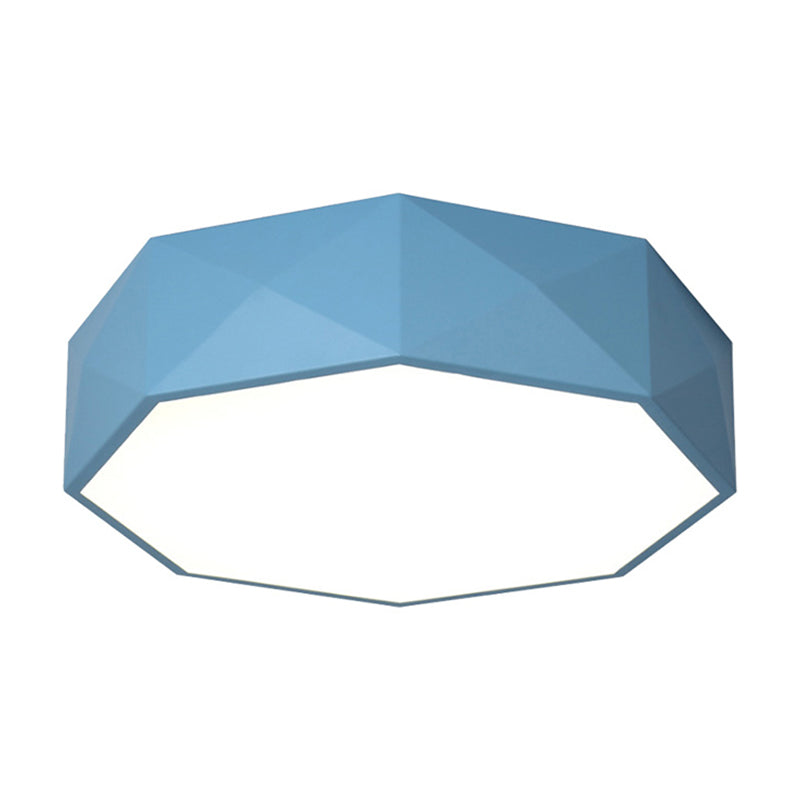 16"/20" Dia Pink/Yellow/Blue/Green Hexagon Ceiling Light Macaron Acrylic LED Flush Mount Light in Third Gear/Warm/White Light for Girls Bedroom Clearhalo 'Ceiling Lights' 'Close To Ceiling Lights' 'Close to ceiling' 'Flush mount' Lighting' 202099