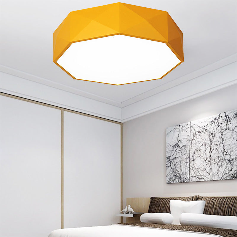16"/20" Dia Pink/Yellow/Blue/Green Hexagon Ceiling Light Macaron Acrylic LED Flush Mount Light in Third Gear/Warm/White Light for Girls Bedroom Yellow Clearhalo 'Ceiling Lights' 'Close To Ceiling Lights' 'Close to ceiling' 'Flush mount' Lighting' 202102