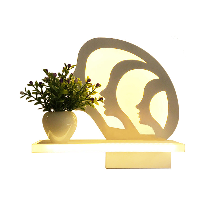 Restaurant Cafe Wall Sconce with Shelf Acrylic Modern Creative Sconce Light in White Clearhalo 'Wall Lamps & Sconces' 'Wall Lights' Lighting' 202190