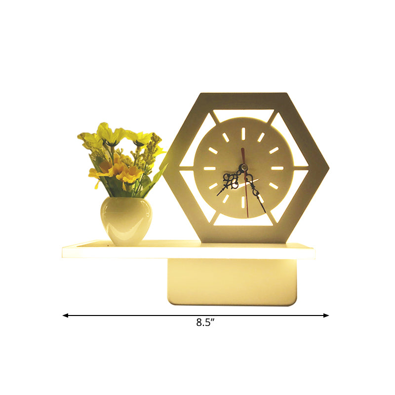 Restaurant Cafe Wall Sconce with Shelf Acrylic Modern Creative Sconce Light in White Clearhalo 'Wall Lamps & Sconces' 'Wall Lights' Lighting' 202207