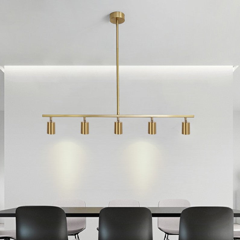 Tube Shade Dining Room Spotlight Metal Minimalist Adjustable LED Hanging Island Light 5 Gold Clearhalo 'Ceiling Lights' 'Island Lights' Lighting' 20220720150151