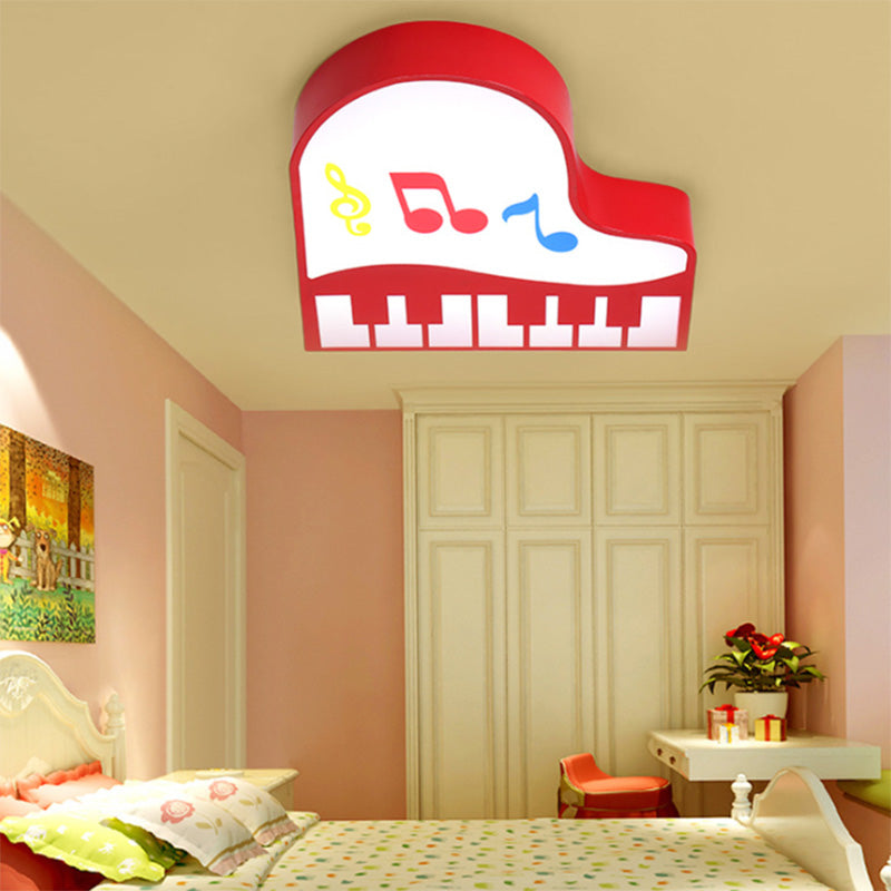Acrylic Piano Flush Mount Light Cartoon LED Ceiling Mounted Fixture in Red/Pink/Yellow/Orange/Green for Children Room, Warm/White Light Clearhalo 'Ceiling Lights' 'Close To Ceiling Lights' 'Close to ceiling' 'Flush mount' Lighting' 202331