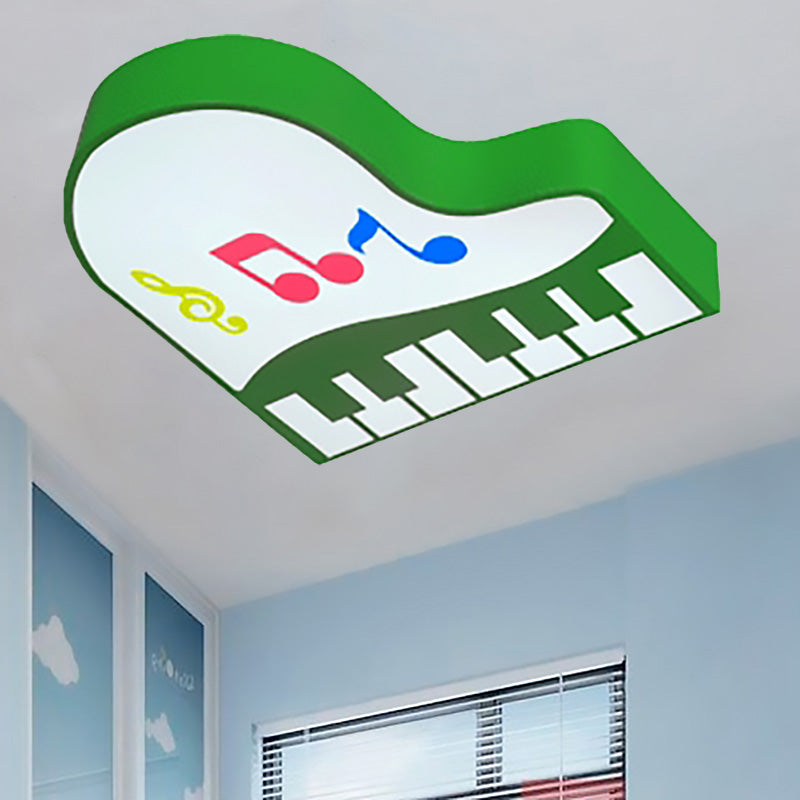 Acrylic Piano Flush Mount Light Cartoon LED Ceiling Mounted Fixture in Red/Pink/Yellow/Orange/Green for Children Room, Warm/White Light Green Clearhalo 'Ceiling Lights' 'Close To Ceiling Lights' 'Close to ceiling' 'Flush mount' Lighting' 202336