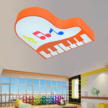 Acrylic Piano Flush Mount Light Cartoon LED Ceiling Mounted Fixture in Red/Pink/Yellow/Orange/Green for Children Room, Warm/White Light Orange Clearhalo 'Ceiling Lights' 'Close To Ceiling Lights' 'Close to ceiling' 'Flush mount' Lighting' 202338
