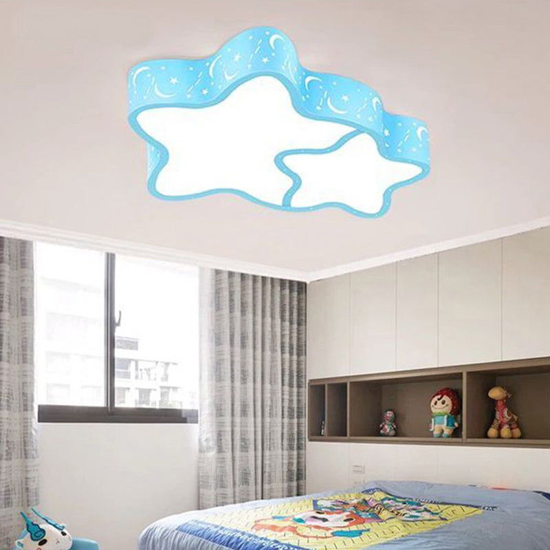 Classroom Star Shade Led Flush Ceiling Lights Acrylic Cartoon Flush Mount Ceiling Fixtures Light Blue White Clearhalo 'Ceiling Lights' 'Close To Ceiling Lights' 'Close to ceiling' 'Flush mount' Lighting' 202346