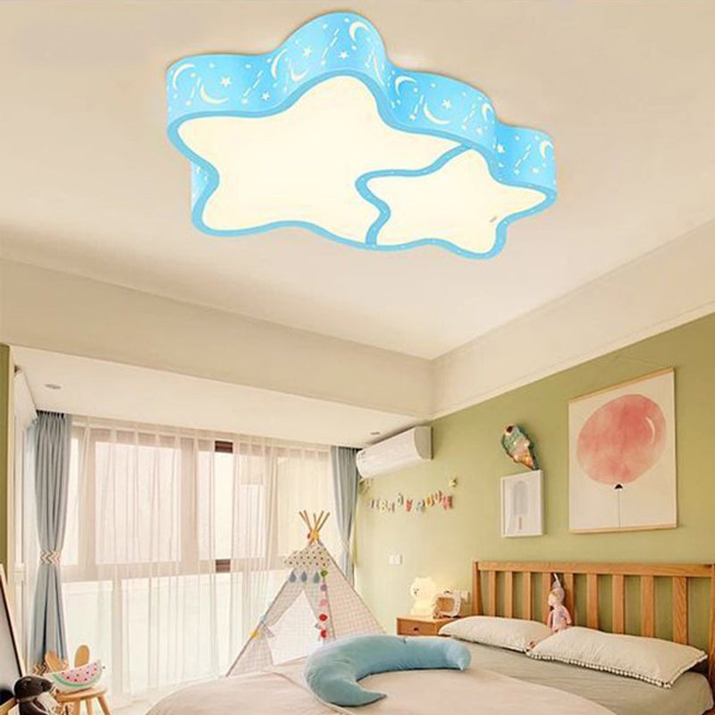 Classroom Star Shade Led Flush Ceiling Lights Acrylic Cartoon Flush Mount Ceiling Fixtures Light Blue Warm Clearhalo 'Ceiling Lights' 'Close To Ceiling Lights' 'Close to ceiling' 'Flush mount' Lighting' 202347