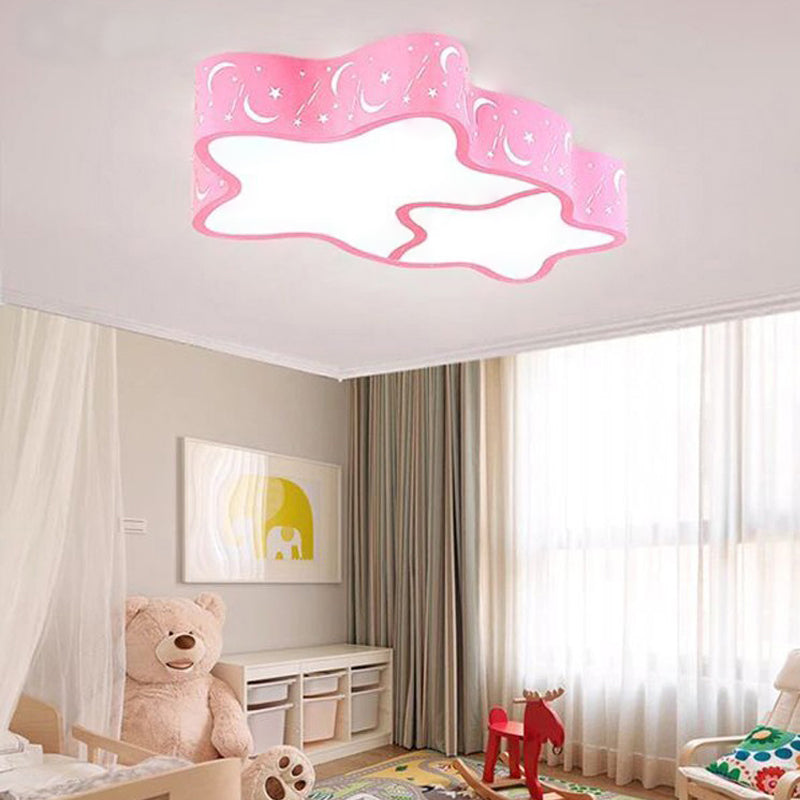 Classroom Star Shade Led Flush Ceiling Lights Acrylic Cartoon Flush Mount Ceiling Fixtures Light Pink White Clearhalo 'Ceiling Lights' 'Close To Ceiling Lights' 'Close to ceiling' 'Flush mount' Lighting' 202350