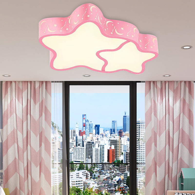 Classroom Star Shade Led Flush Ceiling Lights Acrylic Cartoon Flush Mount Ceiling Fixtures Light Pink Warm Clearhalo 'Ceiling Lights' 'Close To Ceiling Lights' 'Close to ceiling' 'Flush mount' Lighting' 202351