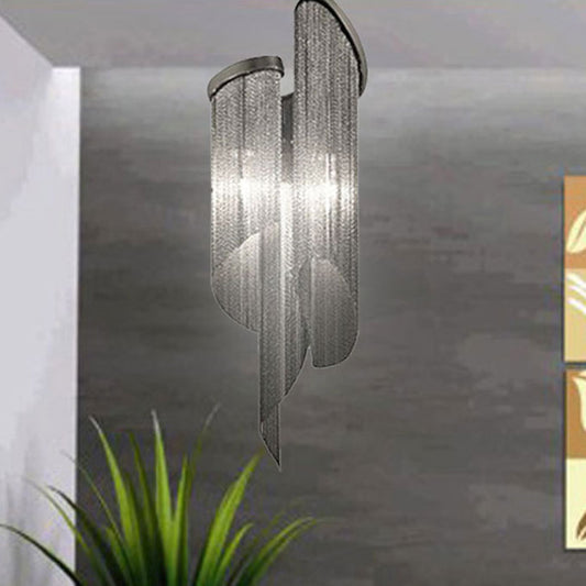 2 Heads Living Room Wall Light Fixture Simple Black Wall Lighting Ideas with Tassel Aluminum Shade Clearhalo 'Cast Iron' 'Glass' 'Industrial' 'Modern wall lights' 'Modern' 'Tiffany' 'Traditional wall lights' 'Wall Lamps & Sconces' 'Wall Lights' Lighting' 2024187