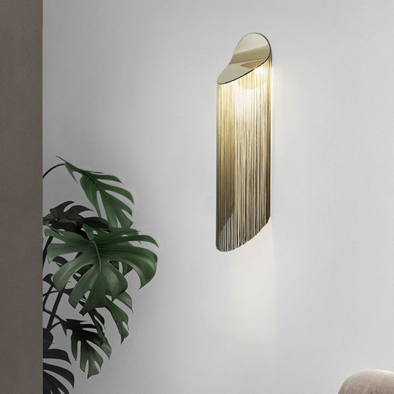 Hanging Chains Wall Light Fixture Nordic Aluminum 2 Heads Gold Wall Mounted Lamp for Bedroom Clearhalo 'Cast Iron' 'Glass' 'Industrial' 'Modern wall lights' 'Modern' 'Tiffany' 'Traditional wall lights' 'Wall Lamps & Sconces' 'Wall Lights' Lighting' 2024207