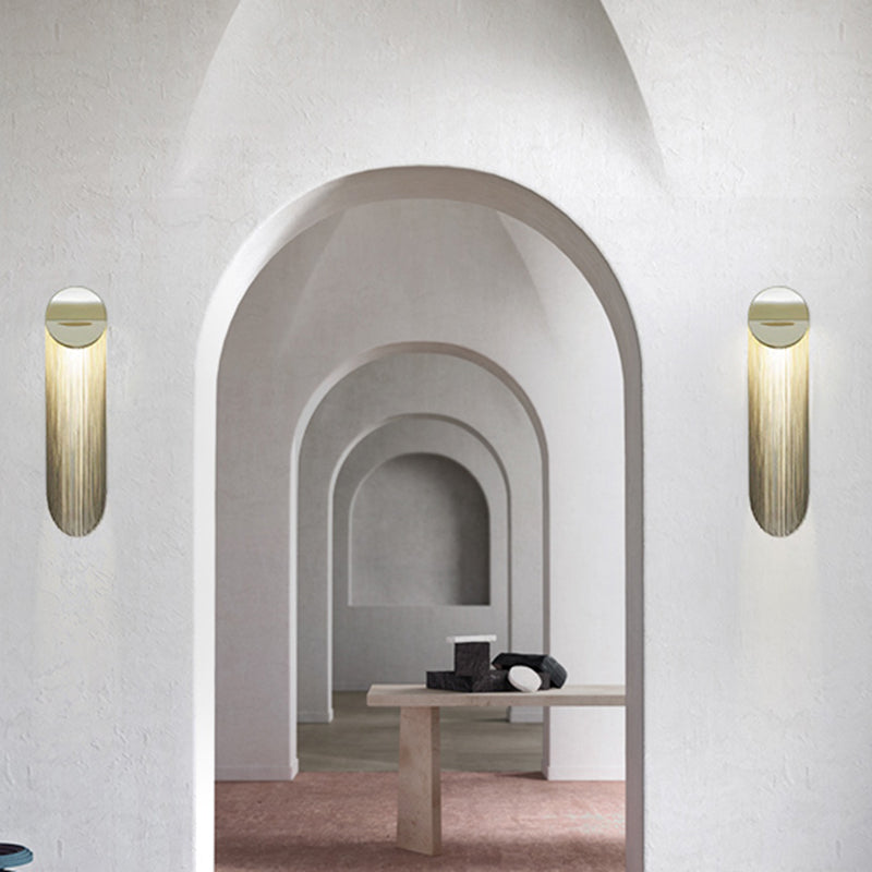 Hanging Chains Wall Light Fixture Nordic Aluminum 2 Heads Gold Wall Mounted Lamp for Bedroom Clearhalo 'Cast Iron' 'Glass' 'Industrial' 'Modern wall lights' 'Modern' 'Tiffany' 'Traditional wall lights' 'Wall Lamps & Sconces' 'Wall Lights' Lighting' 2024208