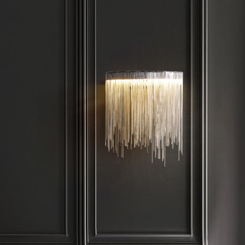 Silver Fountain Wall Mount Light Fixture Simple LED Aluminum Wall Lamp for Living Room Clearhalo 'Cast Iron' 'Glass' 'Industrial' 'Modern wall lights' 'Modern' 'Tiffany' 'Traditional wall lights' 'Wall Lamps & Sconces' 'Wall Lights' Lighting' 2024211