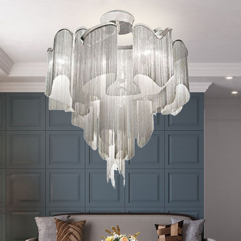 Twisted Living Room Semi Flush Aluminum LED Contemporary Ceiling Light Fixture Clearhalo 'Ceiling Lights' 'Close To Ceiling Lights' 'Close to ceiling' 'Semi-flushmount' Lighting' 2024257