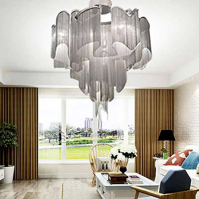 Twisted Living Room Semi Flush Aluminum LED Contemporary Ceiling Light Fixture Clearhalo 'Ceiling Lights' 'Close To Ceiling Lights' 'Close to ceiling' 'Semi-flushmount' Lighting' 2024258