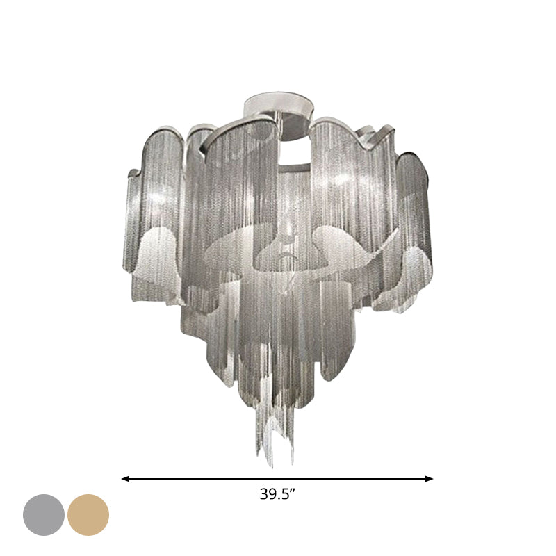 Twisted Living Room Semi Flush Aluminum LED Contemporary Ceiling Light Fixture Clearhalo 'Ceiling Lights' 'Close To Ceiling Lights' 'Close to ceiling' 'Semi-flushmount' Lighting' 2024263