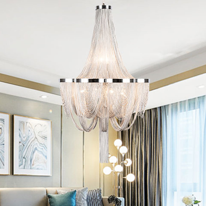 Draping Chandelier Light Fixture Modern Aluminum Living Room LED Pendant Lighting Fixture Clearhalo 'Ceiling Lights' 'Chandeliers' 'Modern Chandeliers' 'Modern' Lighting' 2024280