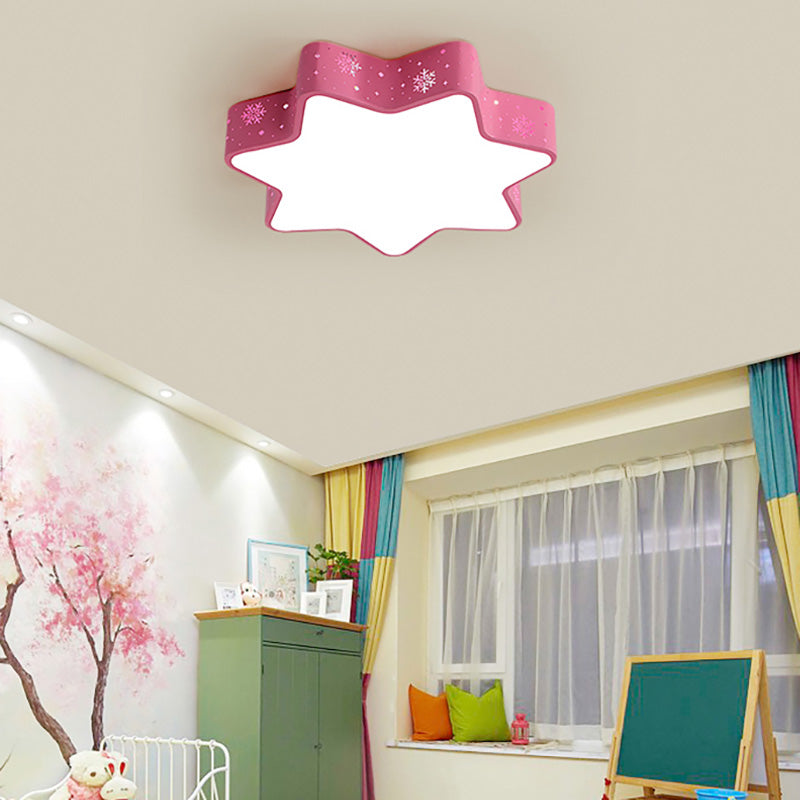 Macaron 15"/19"/23" W Star Ceiling Mounted Fixture Acrylic LED Flush Light in Pink/Blue for Kid Bedroom, Warm/White/2 Color Light Pink Clearhalo 'Ceiling Lights' 'Close To Ceiling Lights' 'Close to ceiling' 'Flush mount' Lighting' 202429