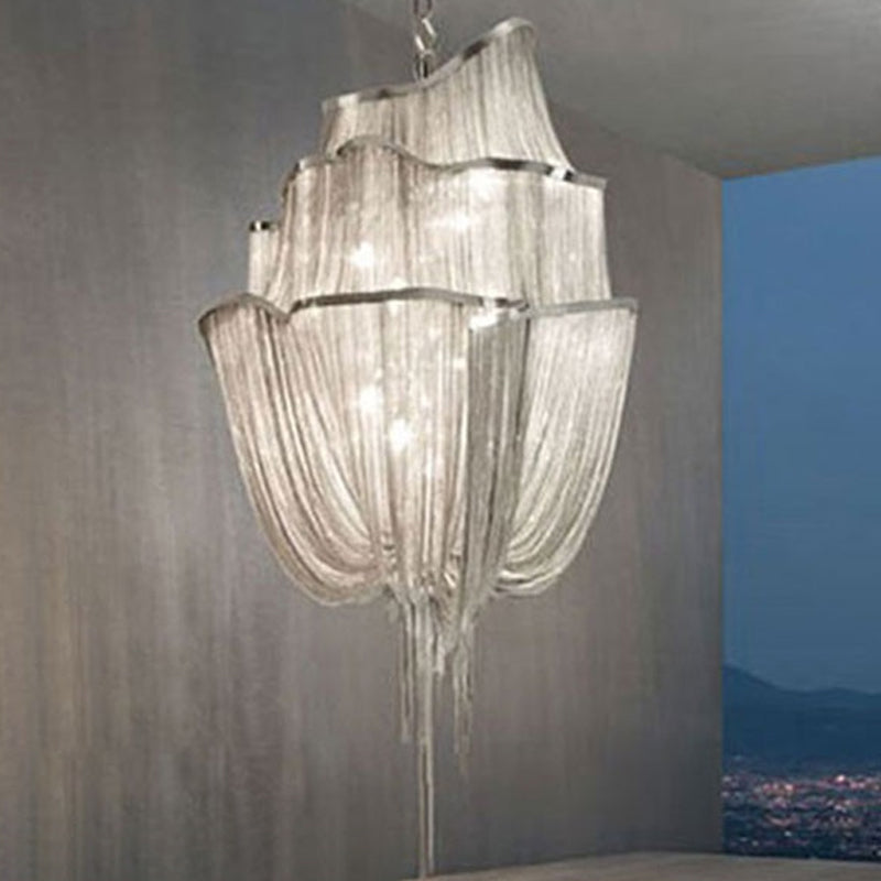 Aluminum Flow Chandelier Lighting Contemporary LED Pendant Light Kit for Living Room Clearhalo 'Ceiling Lights' 'Chandeliers' 'Modern Chandeliers' 'Modern' Lighting' 2024290