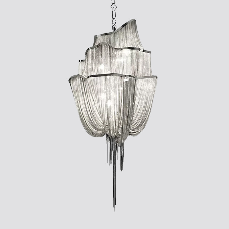 Aluminum Flow Chandelier Lighting Contemporary LED Pendant Light Kit for Living Room Clearhalo 'Ceiling Lights' 'Chandeliers' 'Modern Chandeliers' 'Modern' Lighting' 2024292