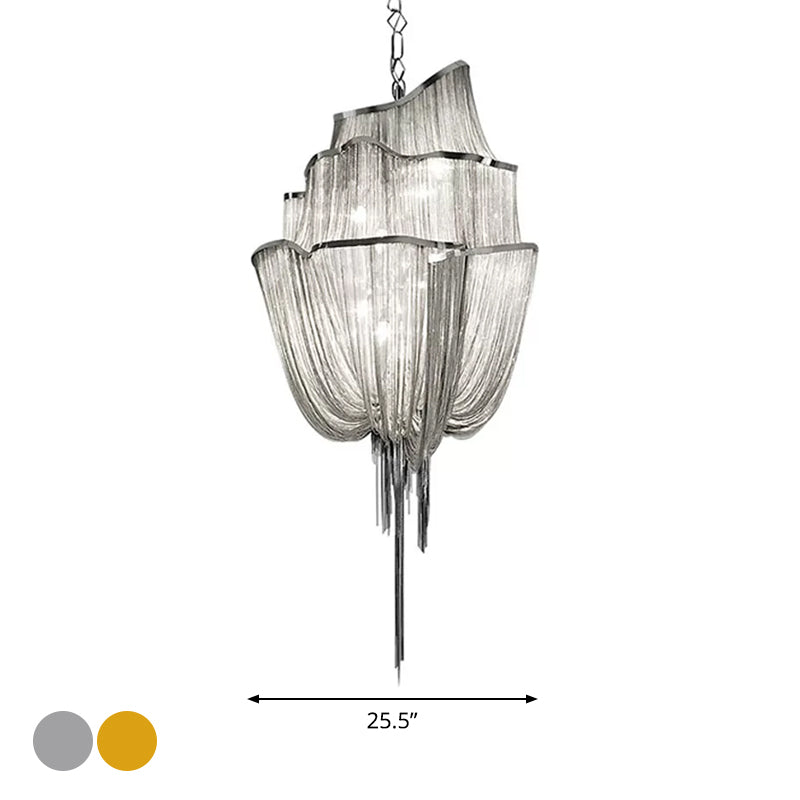 Aluminum Flow Chandelier Lighting Contemporary LED Pendant Light Kit for Living Room Clearhalo 'Ceiling Lights' 'Chandeliers' 'Modern Chandeliers' 'Modern' Lighting' 2024293