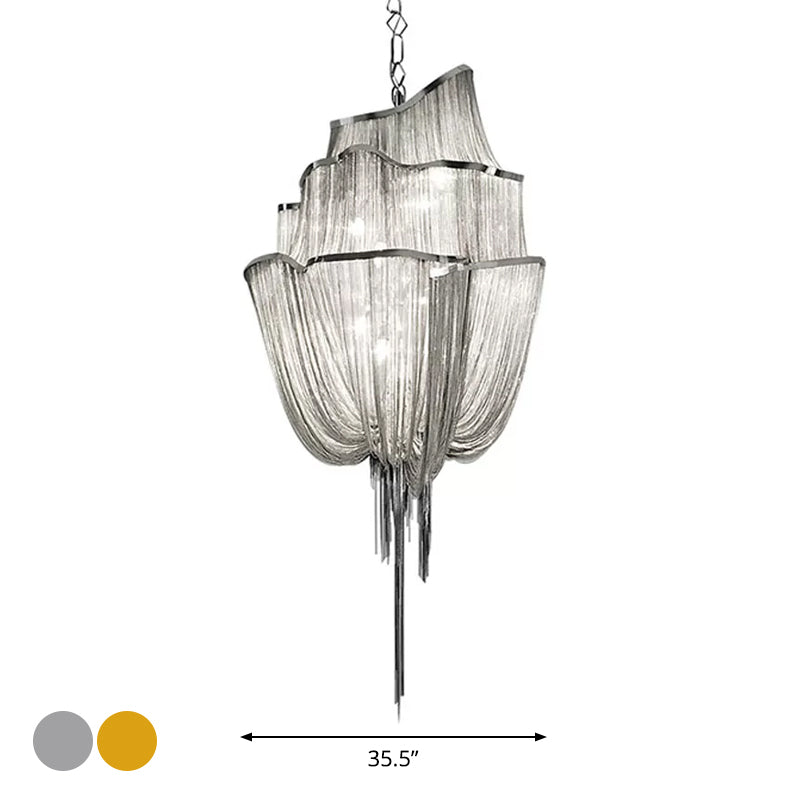 Aluminum Flow Chandelier Lighting Contemporary LED Pendant Light Kit for Living Room Clearhalo 'Ceiling Lights' 'Chandeliers' 'Modern Chandeliers' 'Modern' Lighting' 2024294