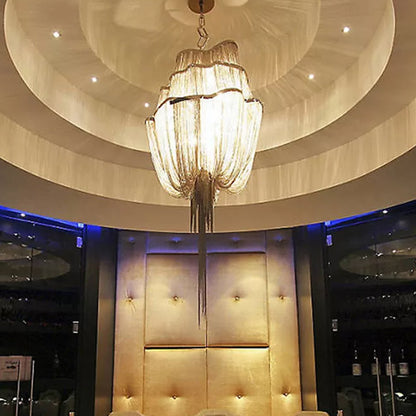 Aluminum Flow Chandelier Lighting Contemporary LED Pendant Light Kit for Living Room Gold Clearhalo 'Ceiling Lights' 'Chandeliers' 'Modern Chandeliers' 'Modern' Lighting' 2024295