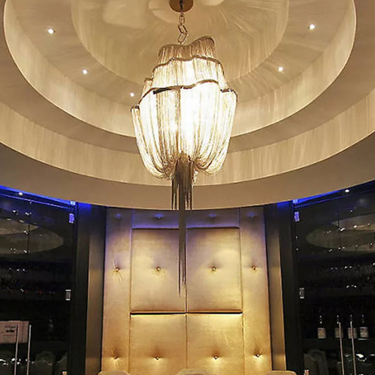 Aluminum Flow Chandelier Lighting Contemporary LED Pendant Light Kit for Living Room Gold Clearhalo 'Ceiling Lights' 'Chandeliers' 'Modern Chandeliers' 'Modern' Lighting' 2024295