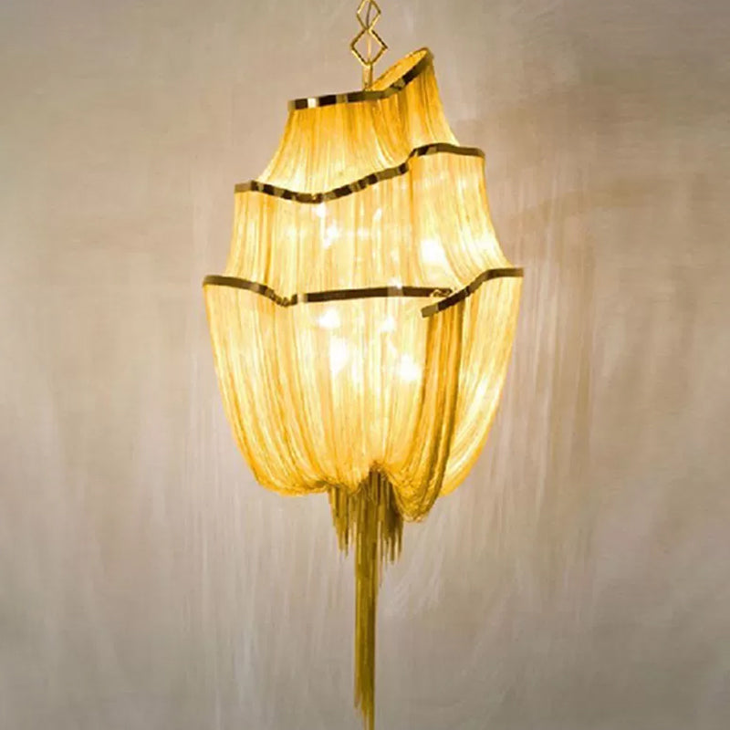 Aluminum Flow Chandelier Lighting Contemporary LED Pendant Light Kit for Living Room Clearhalo 'Ceiling Lights' 'Chandeliers' 'Modern Chandeliers' 'Modern' Lighting' 2024297