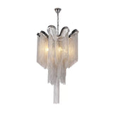 Waterfall Corridor Pendant Chandelier Aluminum LED Modern Pendulum Light in Silver Clearhalo 'Ceiling Lights' 'Chandeliers' 'Modern Chandeliers' 'Modern' Lighting' 2024303