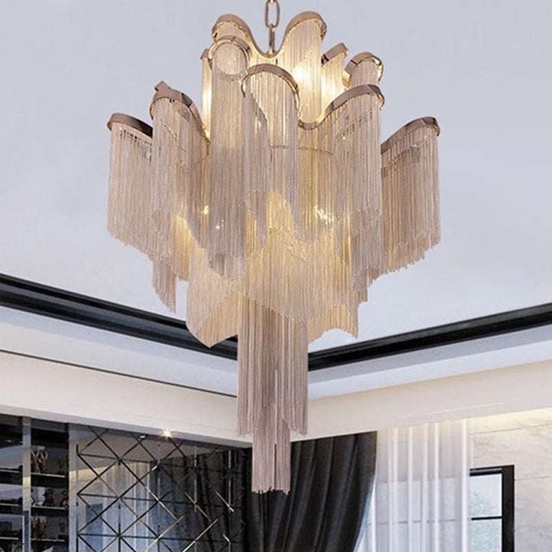Cascading Aluminum Ceiling Chandelier Nordic LED Pendant Light Fixture for Living Room Clearhalo 'Ceiling Lights' 'Chandeliers' 'Modern Chandeliers' 'Modern' Lighting' 2024314