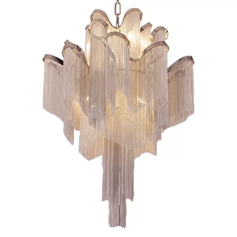 Cascading Aluminum Ceiling Chandelier Nordic LED Pendant Light Fixture for Living Room Clearhalo 'Ceiling Lights' 'Chandeliers' 'Modern Chandeliers' 'Modern' Lighting' 2024317