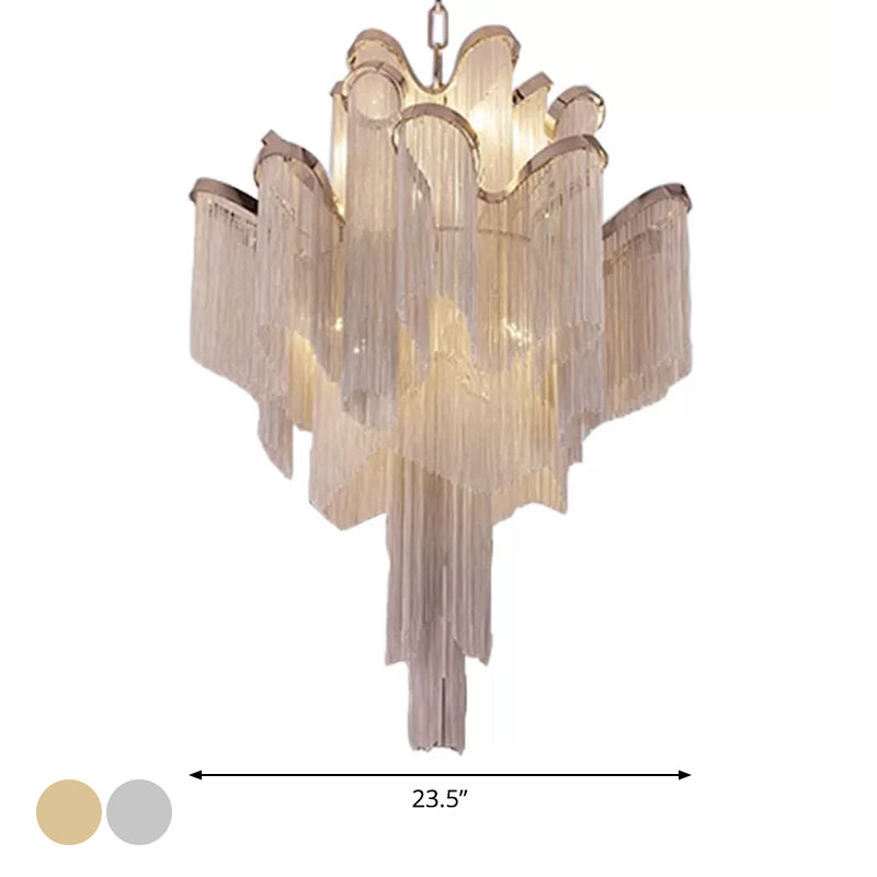 Cascading Aluminum Ceiling Chandelier Nordic LED Pendant Light Fixture for Living Room Clearhalo 'Ceiling Lights' 'Chandeliers' 'Modern Chandeliers' 'Modern' Lighting' 2024318