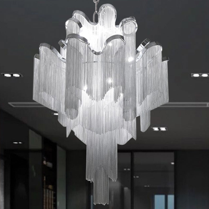 Cascading Aluminum Ceiling Chandelier Nordic LED Pendant Light Fixture for Living Room Clearhalo 'Ceiling Lights' 'Chandeliers' 'Modern Chandeliers' 'Modern' Lighting' 2024321
