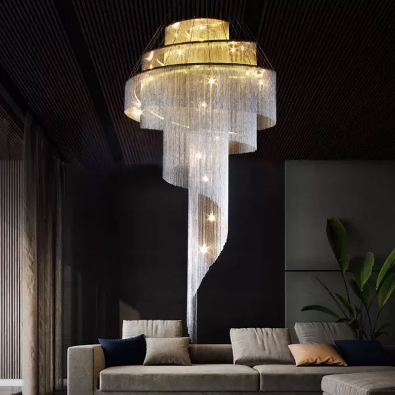 Aluminum Spiral Fountain Chandelier Minimalist LED Hanging Light Fixture for Living Room Clearhalo 'Ceiling Lights' 'Chandeliers' 'Modern Chandeliers' 'Modern' Lighting' 2024324