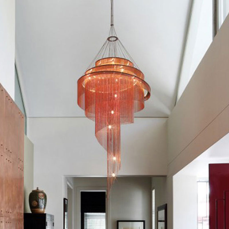 Aluminum Spiral Fountain Chandelier Minimalist LED Hanging Light Fixture for Living Room Clearhalo 'Ceiling Lights' 'Chandeliers' 'Modern Chandeliers' 'Modern' Lighting' 2024330